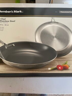 BNIB 2 pcs Ceramic interior Tramontina Tri-Ply clad by Members Mark 10/18 stainl